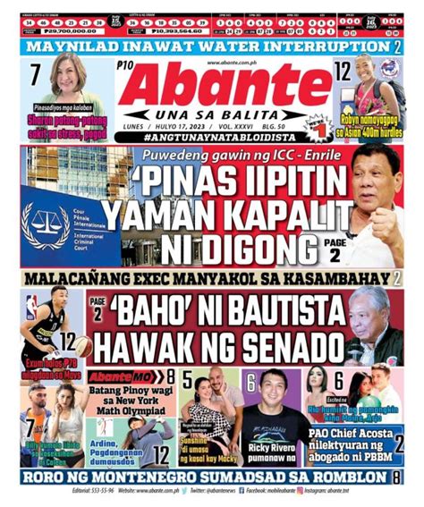abante front page|Abante News Online .